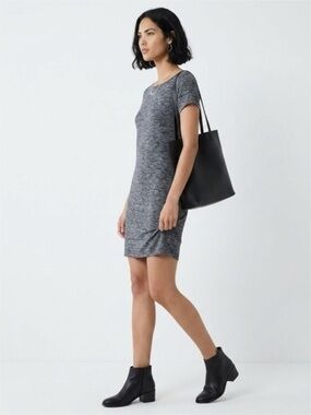 LOFT Heathered Grey Short Sleeve Boat Neck T-Shirt Dress Size Medium